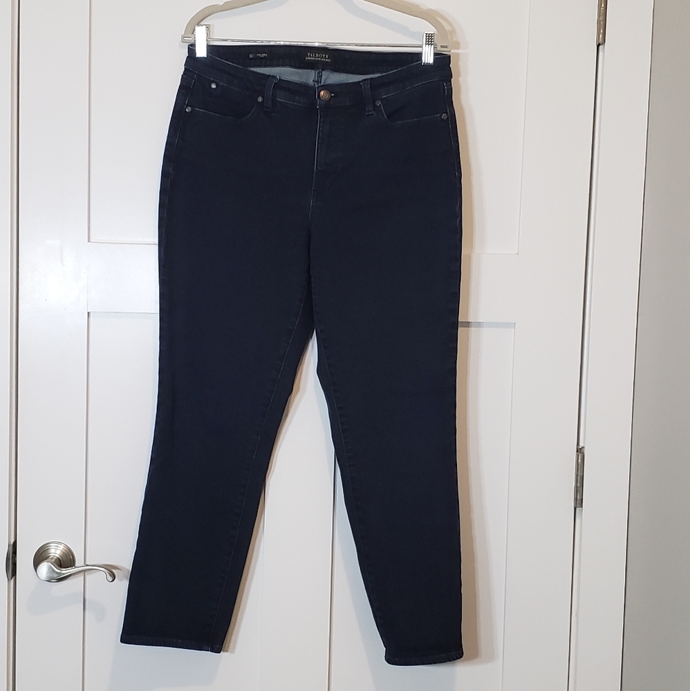Talbots Signature Slim Ankle Jeans Stretch Dkwash Size 12 98% Cotton 2% Spandex